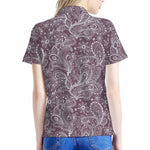 Umber Floral Bohemian Pattern Print Women's Polo Shirt