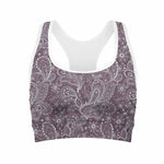 Umber Floral Bohemian Pattern Print Women's Sports Bra
