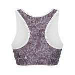 Umber Floral Bohemian Pattern Print Women's Sports Bra