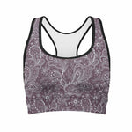 Umber Floral Bohemian Pattern Print Women's Sports Bra