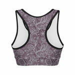 Umber Floral Bohemian Pattern Print Women's Sports Bra