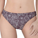 Umber Floral Bohemian Pattern Print Women's Thong