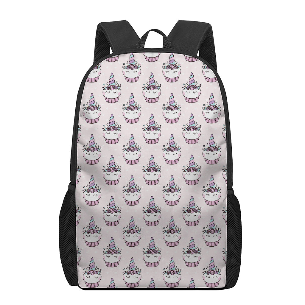 Unicorn Cupcake Pattern Print 17 Inch Backpack