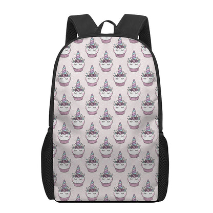 Unicorn Cupcake Pattern Print 17 Inch Backpack