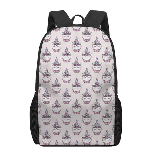 Unicorn Cupcake Pattern Print 17 Inch Backpack