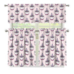 Unicorn Cupcake Pattern Print 3 Piece Kitchen Curtains