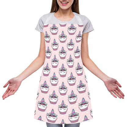 Unicorn Cupcake Pattern Print Adjustable Apron