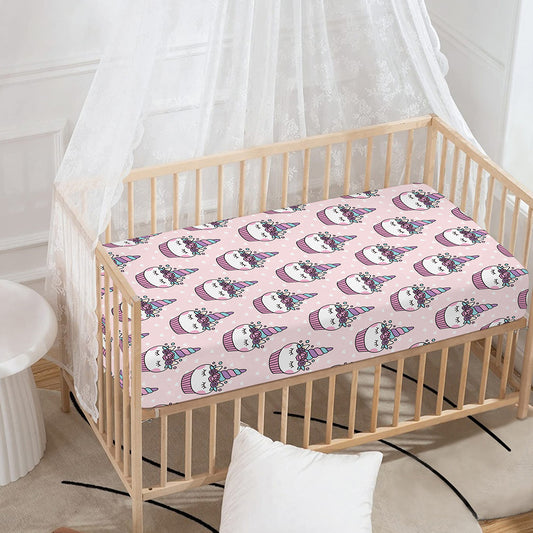 Unicorn Cupcake Pattern Print Baby Crib Sheet