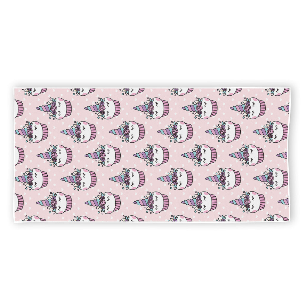 Unicorn Cupcake Pattern Print Beach Towel