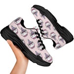 Unicorn Cupcake Pattern Print Black Chunky Shoes