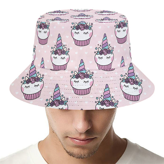 Unicorn Cupcake Pattern Print Bucket Hat