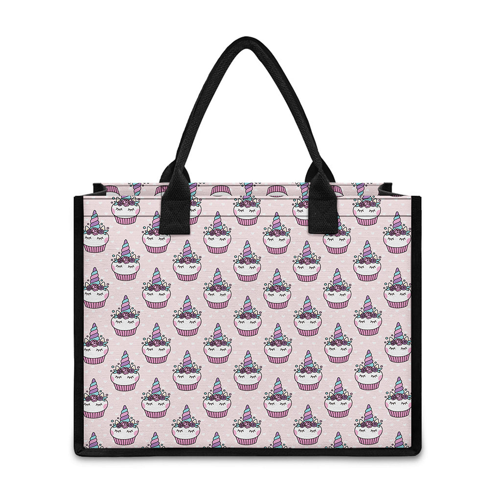 Unicorn Cupcake Pattern Print Canvas Tote Bag
