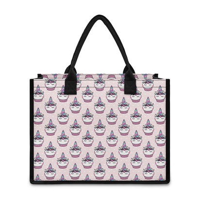 Unicorn Cupcake Pattern Print Canvas Tote Bag