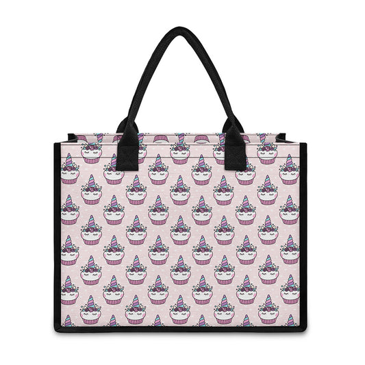Unicorn Cupcake Pattern Print Canvas Tote Bag