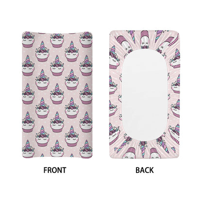 Unicorn Cupcake Pattern Print Changing Pad Cover