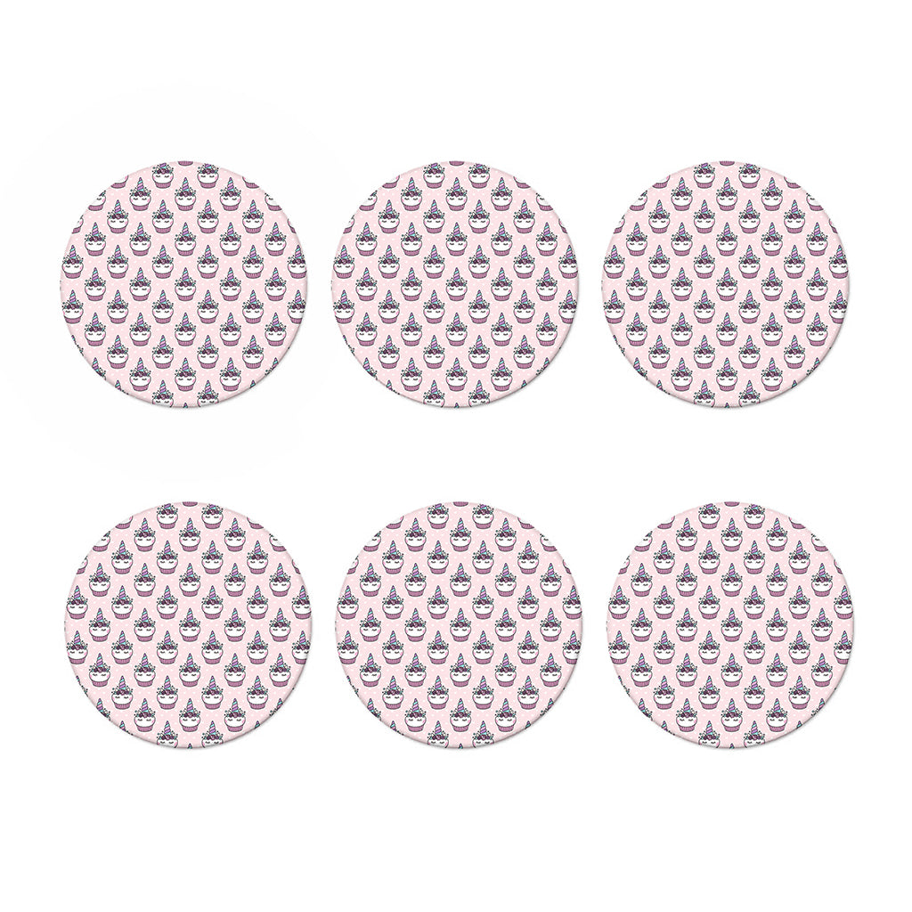 Unicorn Cupcake Pattern Print Coaster Set
