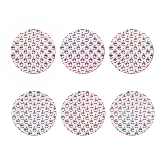 Unicorn Cupcake Pattern Print Coaster Set