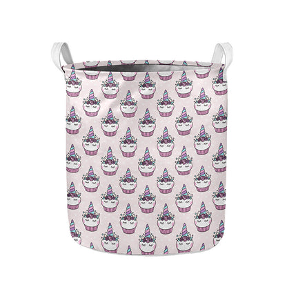 Unicorn Cupcake Pattern Print Collapsible Laundry Basket