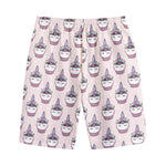 Unicorn Cupcake Pattern Print Cotton Shorts