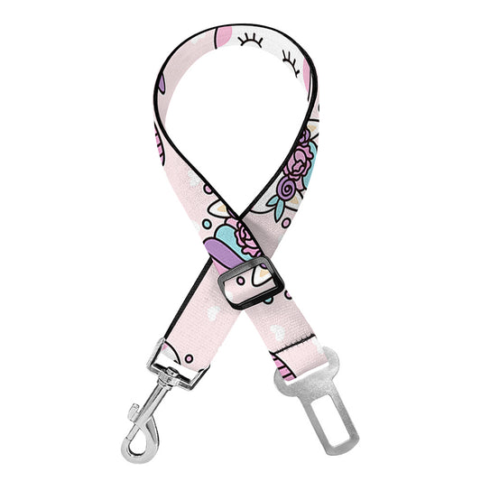 Unicorn Cupcake Pattern Print Dog Seat Belt