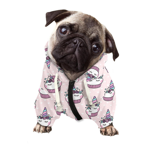 Unicorn Cupcake Pattern Print Dog Zip Up Hoodie