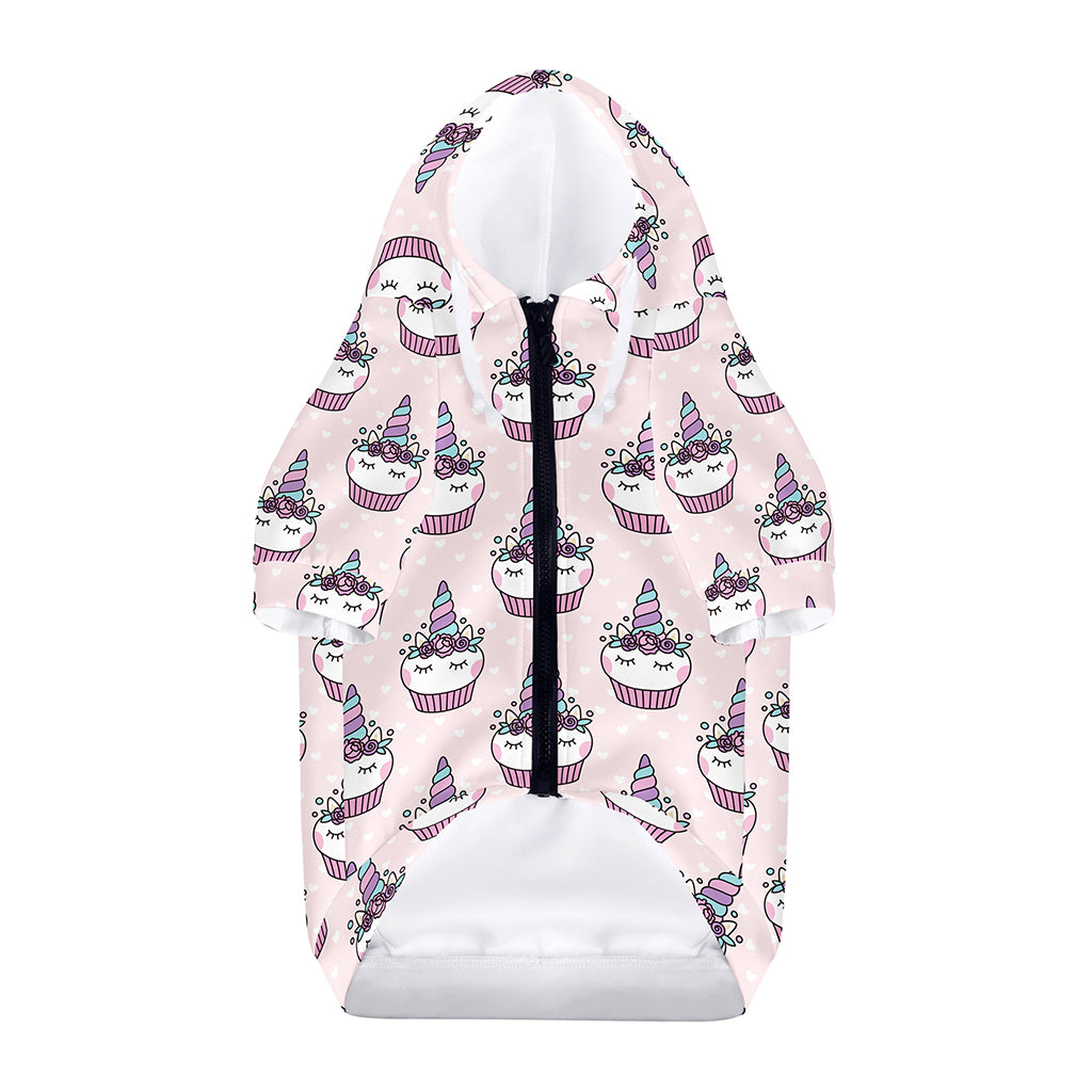 Unicorn Cupcake Pattern Print Dog Zip Up Hoodie