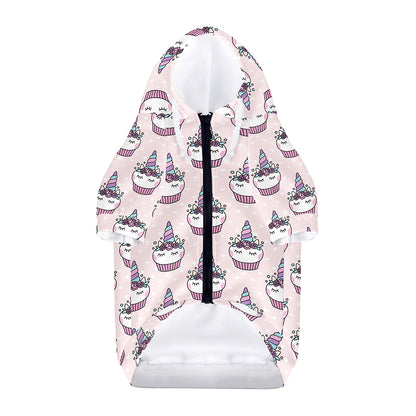 Unicorn Cupcake Pattern Print Dog Zip Up Hoodie