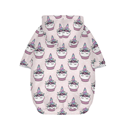 Unicorn Cupcake Pattern Print Dog Zip Up Hoodie