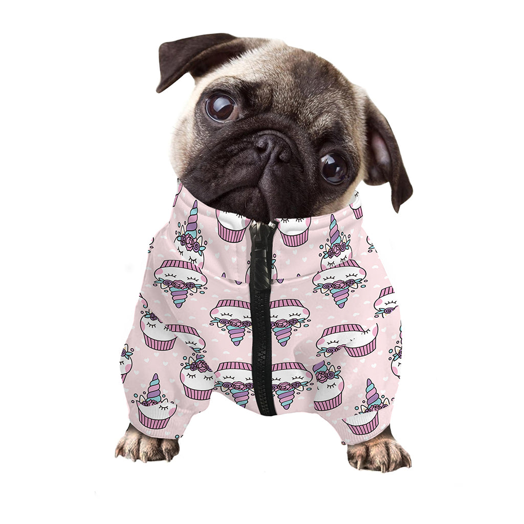 Unicorn Cupcake Pattern Print Dog Zip Up Jacket
