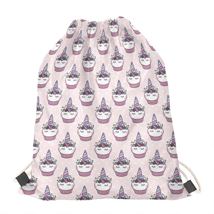 Unicorn Cupcake Pattern Print Drawstring Bag