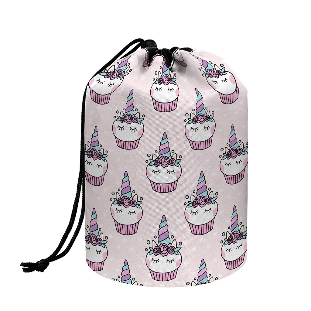 Unicorn Cupcake Pattern Print Drawstring Makeup Bag