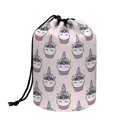 Unicorn Cupcake Pattern Print Drawstring Makeup Bag