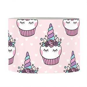 Unicorn Cupcake Pattern Print Drum Lamp Shade