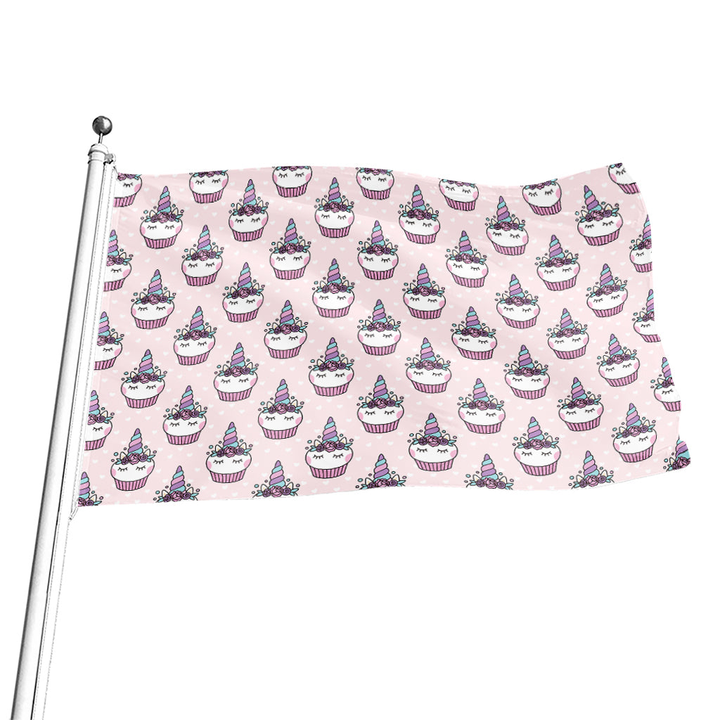 Unicorn Cupcake Pattern Print Flag