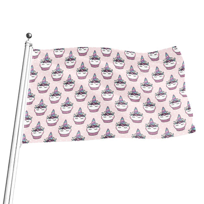 Unicorn Cupcake Pattern Print Flag