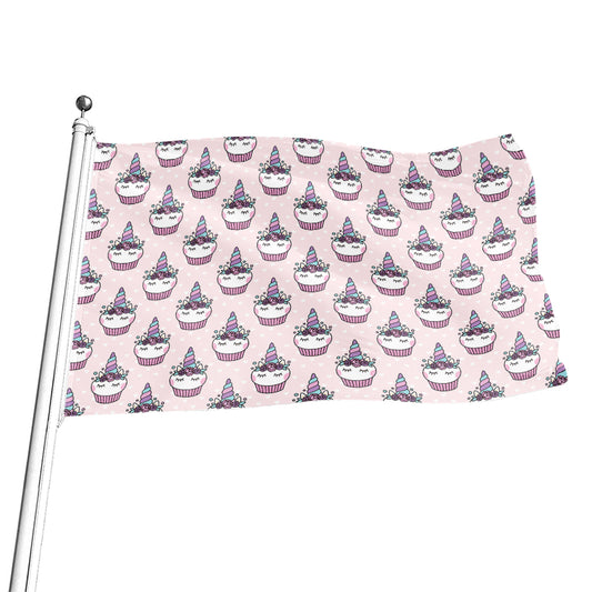 Unicorn Cupcake Pattern Print Flag