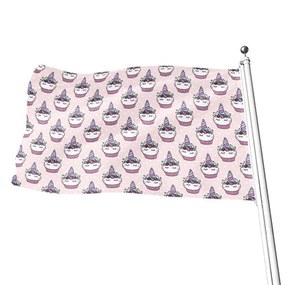 Unicorn Cupcake Pattern Print Flag