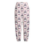 Unicorn Cupcake Pattern Print Fleece Lined Knit Pants