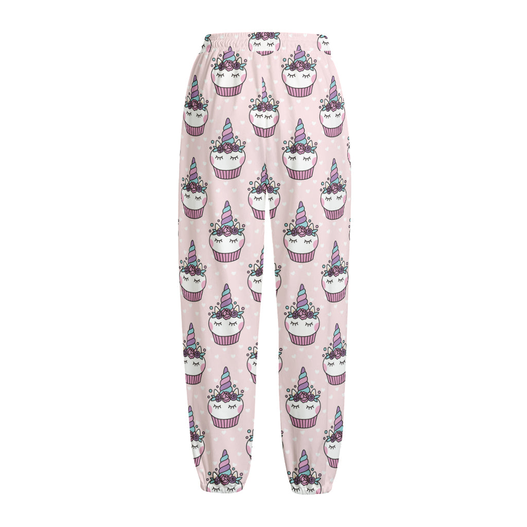 Unicorn Cupcake Pattern Print Fleece Lined Knit Pants