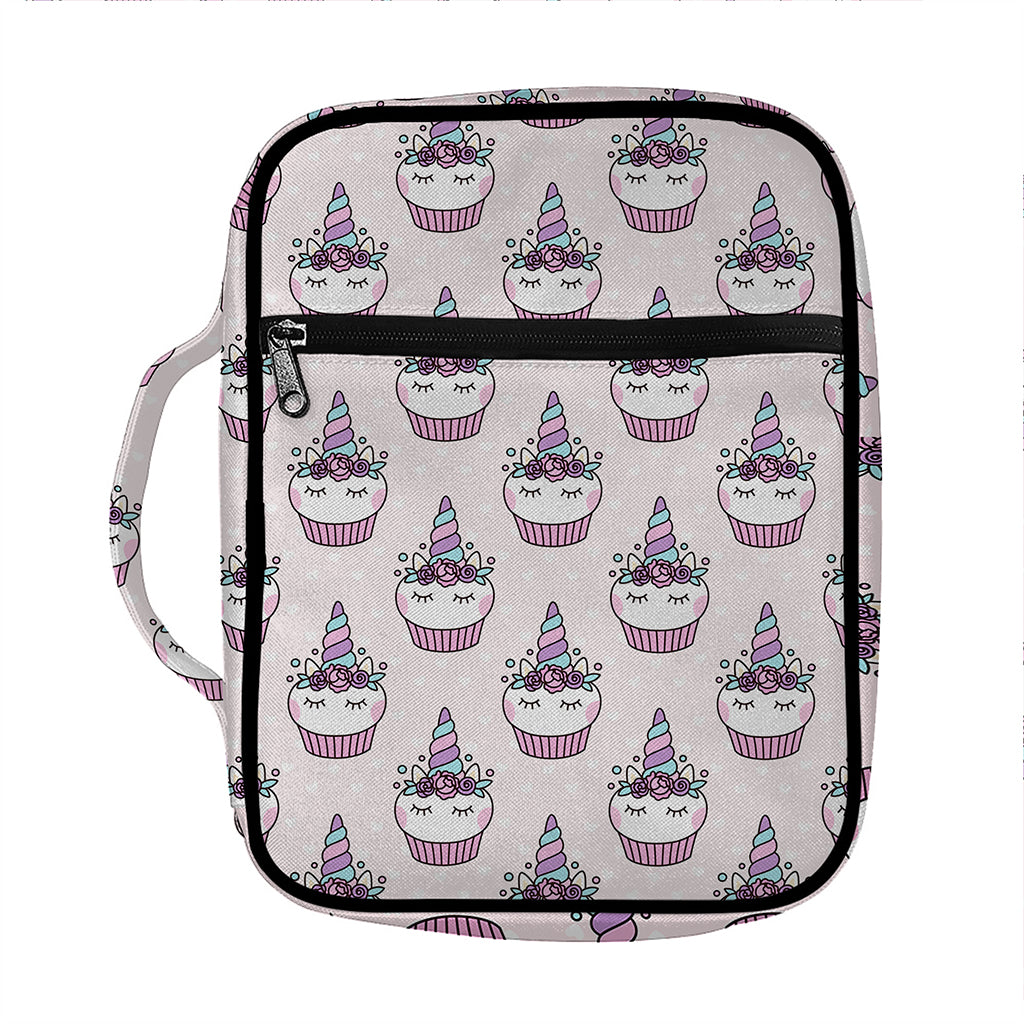 Unicorn Cupcake Pattern Print Front Pocket Bible Bag