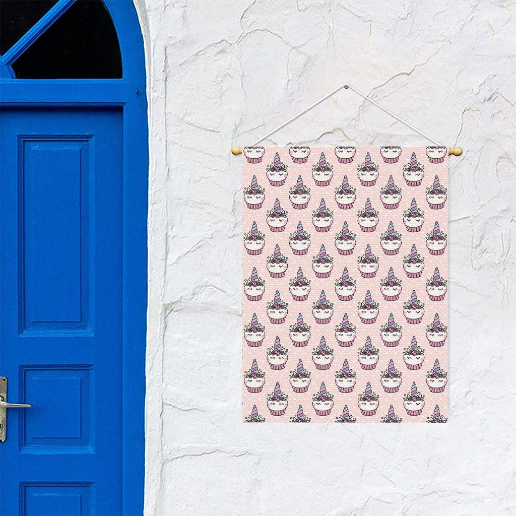 Unicorn Cupcake Pattern Print Garden Flag