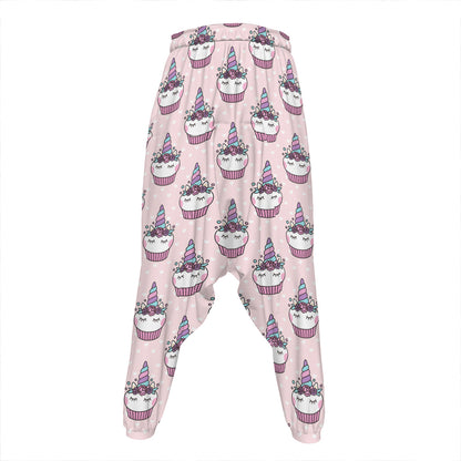 Unicorn Cupcake Pattern Print Hammer Pants