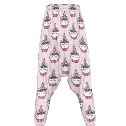 Unicorn Cupcake Pattern Print Hammer Pants