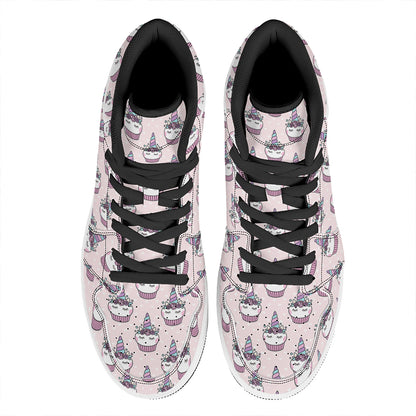 Unicorn Cupcake Pattern Print High Top Leather Sneakers