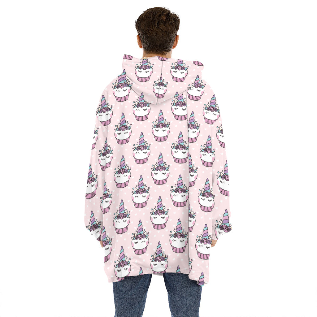 Unicorn Cupcake Pattern Print Hoodie Blanket