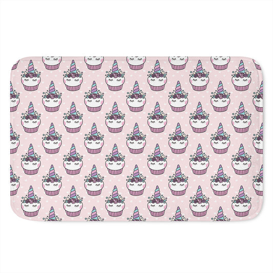 Unicorn Cupcake Pattern Print Indoor Door Mat