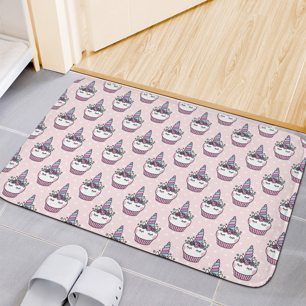 Unicorn Cupcake Pattern Print Indoor Door Mat