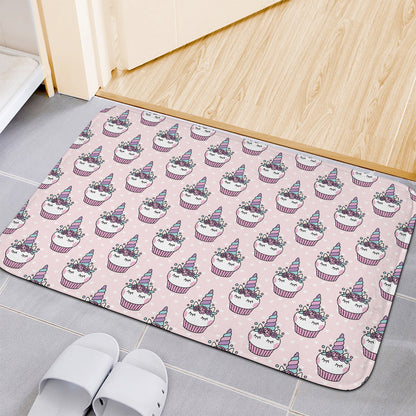 Unicorn Cupcake Pattern Print Indoor Door Mat