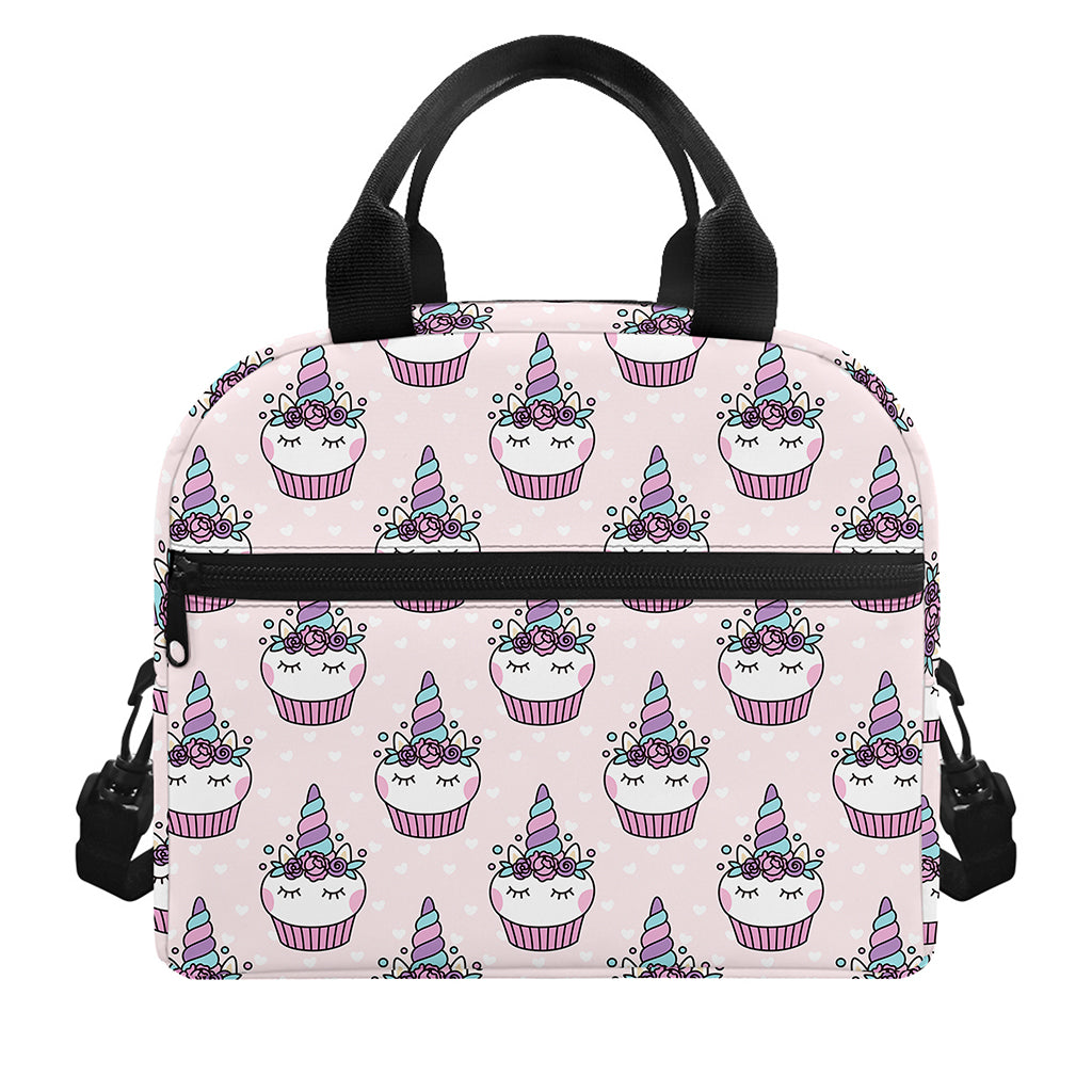 Unicorn Cupcake Pattern Print Insulated Lunch Bag