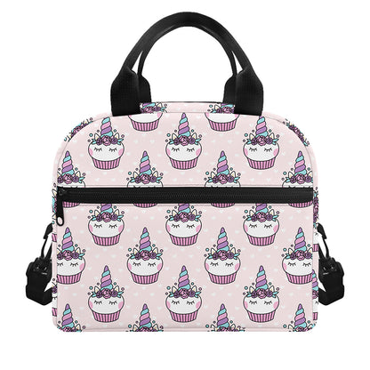 Unicorn Cupcake Pattern Print Insulated Lunch Bag